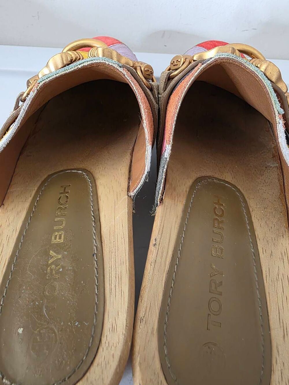Tory Burch Suede Colorblock Pattern Mules 8.5 $300 - Picture 6 of 12